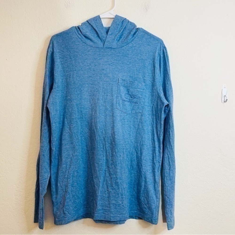Vineyard Vines Edgartown Pima Cotton Blend Long Sleeve Hoodie T-Shirt S Blue